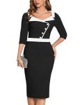 1950s Vintage Black Bodycon Cocktail Dress for Women
