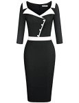1950s Vintage Black Bodycon Cocktail Dress for Women