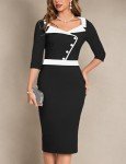 1950s Vintage Black Bodycon Cocktail Dress for Women