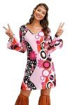 Pink 60s 70s Hippie Disco Dress for Women