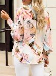 Vintage Button Puff Sleeve Blouse for Women