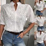 Vintage-Inspired White Crochet Blouse for Women