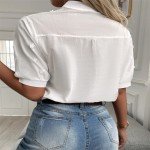 Vintage-Inspired White Crochet Blouse for Women