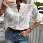 Vintage-Inspired White Crochet Blouse for Women