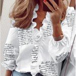 Retro Ruffled V-Neck Blouse for Women