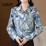 ZAROY Retro Printed Women's Long Sleeve Blouse