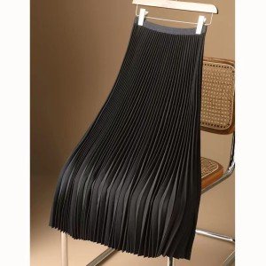 Vintage High-Waisted Pleated Midi Skirt for Women