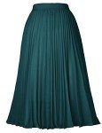 Vintage A-line Pleated Flared Midi Skirt - Blackish Green