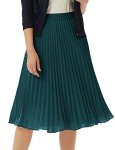 Vintage A-line Pleated Flared Midi Skirt - Blackish Green