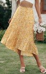Floral Midi Boho Skirt with High Waist