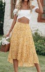 Floral Midi Boho Skirt with High Waist