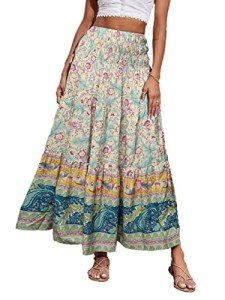 Bohemian High Waist A-Line Maxi Skirt