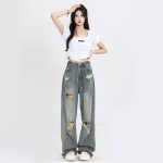 Y2K High Waist Wide Leg Vintage Women Jeans