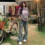 Y2K High Waist Wide Leg Vintage Women Jeans