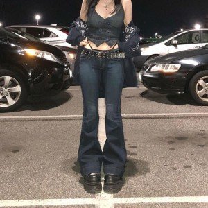 Vintage Low Rise Flare Jeans for Women