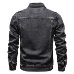 Men's Vintage Denim Jacket with Pockets - Black