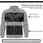 Men's Vintage Denim Jacket with Pockets - Black