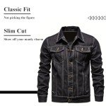 Men's Vintage Denim Jacket with Pockets - Black