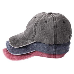 Vintage-Style Washed Baseball Cap - 3 Pack