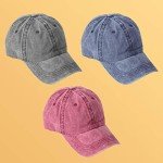 Vintage-Style Washed Baseball Cap - 3 Pack