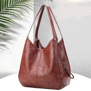 Retro Marble Leather Shoulder Bag for Women