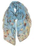 Bird Print Floral Lightweight Vintage Scarf for Women