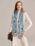 Bird Print Floral Lightweight Vintage Scarf for Women