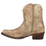Brown Embroidered Short Ankle Boots for Women