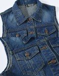 Vintage Frayed Denim Vest with Pockets for Women