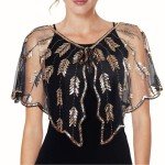 1920s Beaded Sequin Flapper Shawl Cape