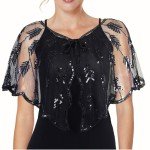1920s Beaded Sequin Flapper Shawl Cape