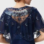 1920s Sequin Embroidery Flapper Shawl Cover-Up