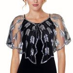 1920s Beaded Sequin Flapper Shawl Cape
