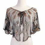 1920s Beaded Sequin Flapper Shawl Cape