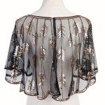 1920s Beaded Sequin Flapper Shawl Cape