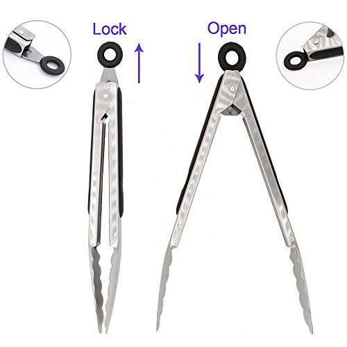BBQ Grilling Tongs Set, 9" and 12", Stainless Steel