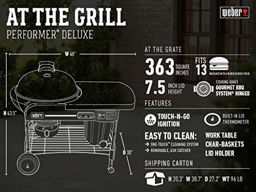 Weber Deluxe Charcoal Grill with Touch-N-Go Ignition