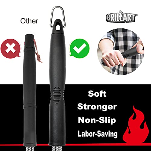 BBQ Grill Brush and Scraper, 18" Triple Scrubbers