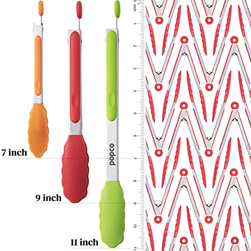 Popco Silicone Tongs Set - Heavy Duty BBQ Tools