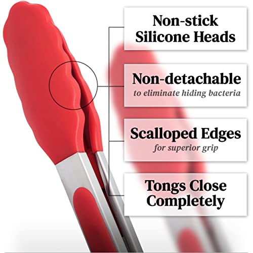 Popco Silicone Tongs Set - Heavy Duty BBQ Tools