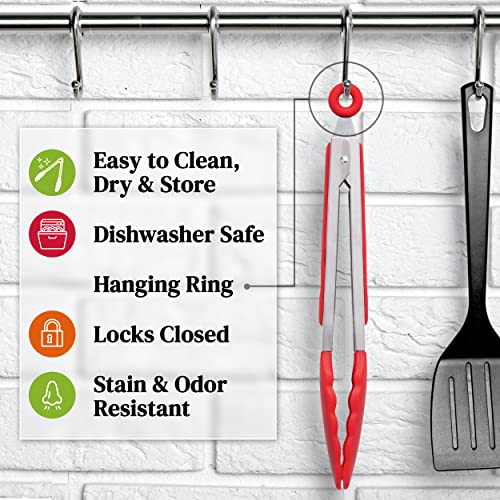 Popco Silicone Tongs Set - Heavy Duty BBQ Tools