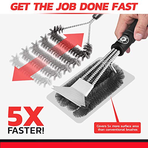 Heavy Duty Grill Brush and Scraper for Outdoor BBQ