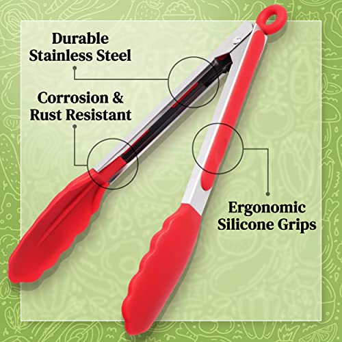 Popco Silicone Tongs Set - Heavy Duty BBQ Tools
