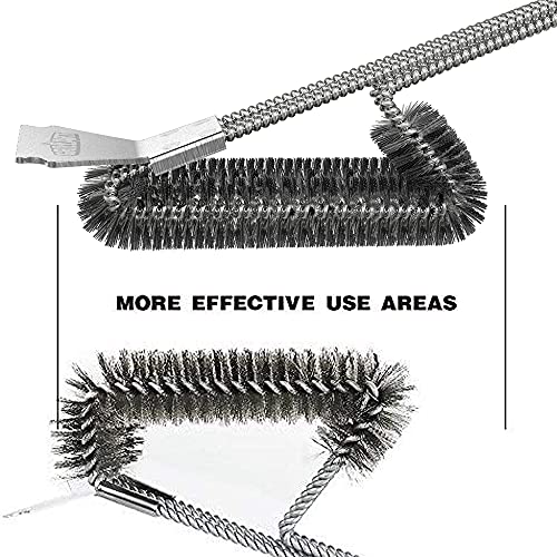 GRILLART 3-in-1 Woven Wire BBQ Brush Scraper