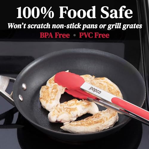 Popco Silicone Tongs Set - Heavy Duty BBQ Tools