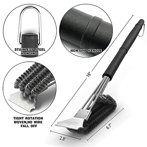 GRILLART 3-in-1 Woven Wire BBQ Brush Scraper