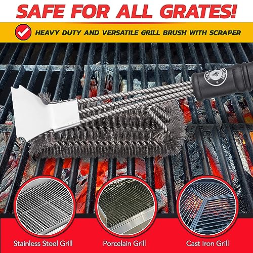 Heavy Duty Grill Brush and Scraper for Outdoor BBQ