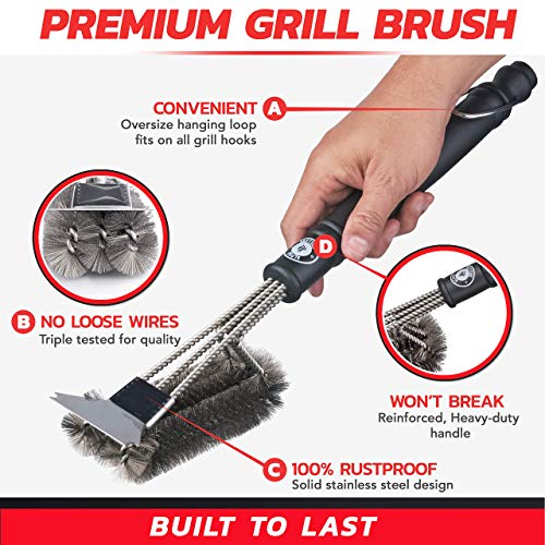 Heavy Duty Grill Brush and Scraper for Outdoor BBQ