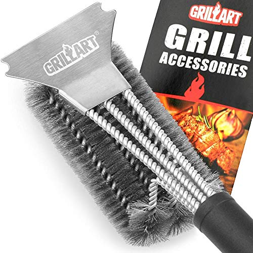 GRILLART 3-in-1 Woven Wire BBQ Brush Scraper