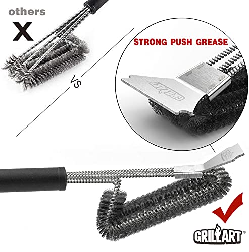 GRILLART 3-in-1 Woven Wire BBQ Brush Scraper